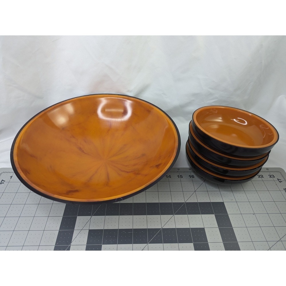 Plastic Melamine Salad Bowl Set Brown Purple